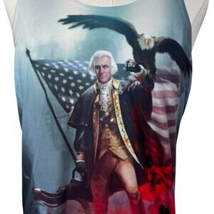 AMERICAN APPAREL Men's Medium Sublimation Tank George Washington Eagle‎ USA Art